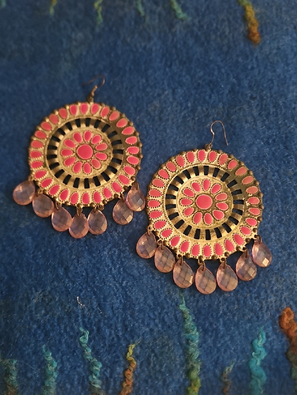 4 For $15 Vintage Pink Bohemian Filigree Drop Earrings